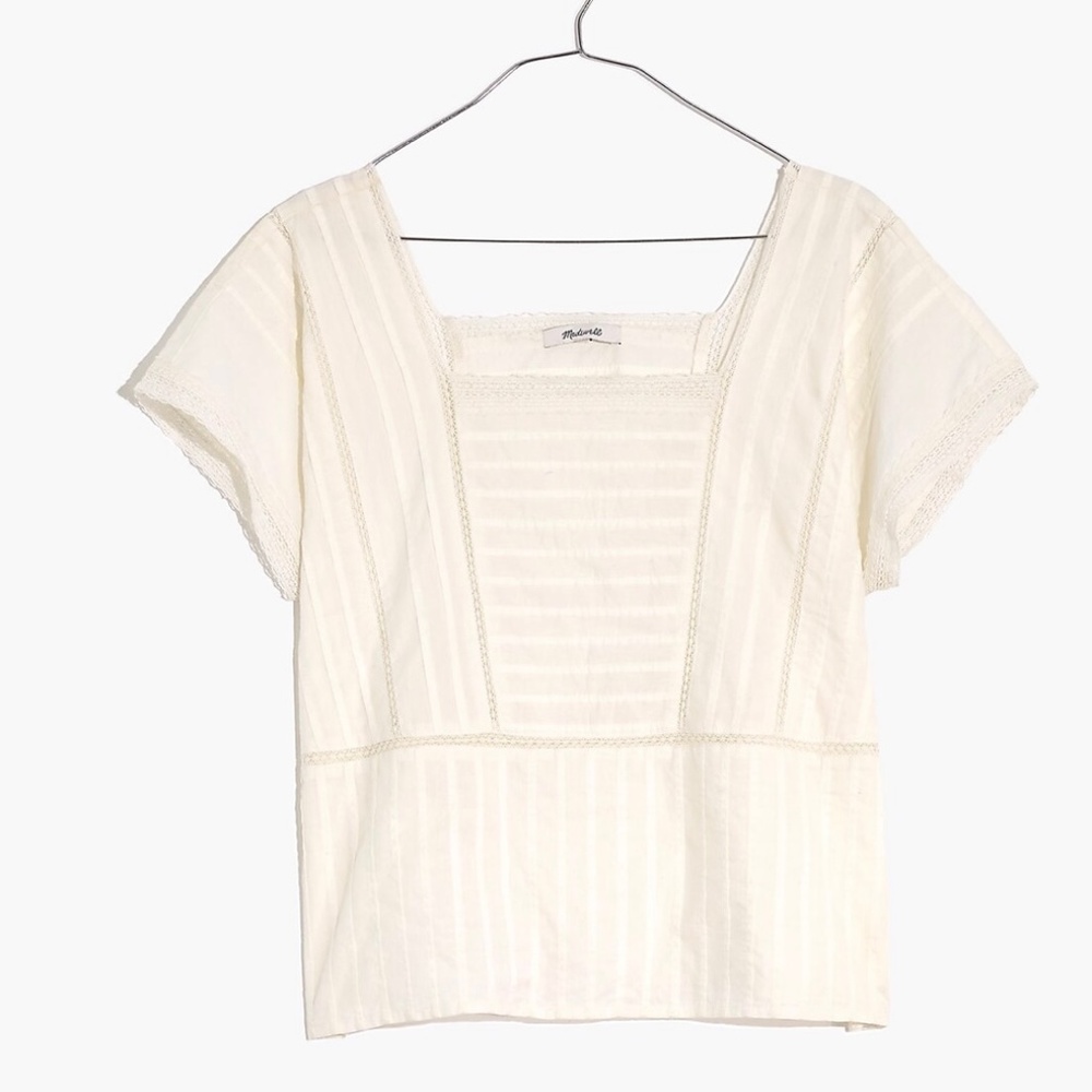 NWOT Madewell Lace Inset Pintuck top